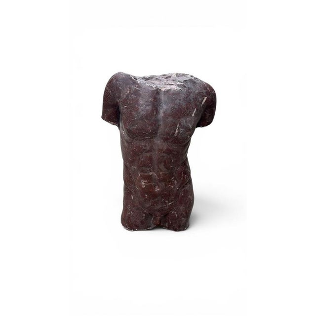 1990s Italian Red Marble Nude Male Torso Sculpture, Italy For Sale - Image 5 of 7