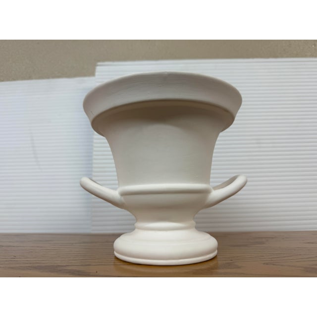 Late 20th Century Double Handle Trophy Urn/Pedestal Vase, White For Sale - Image 5 of 12