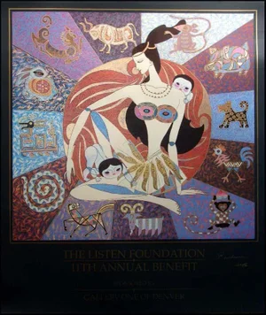 1990s "Nu-Wa Made Human Being" Lin Chong Hand-Signed Poster, Framed
