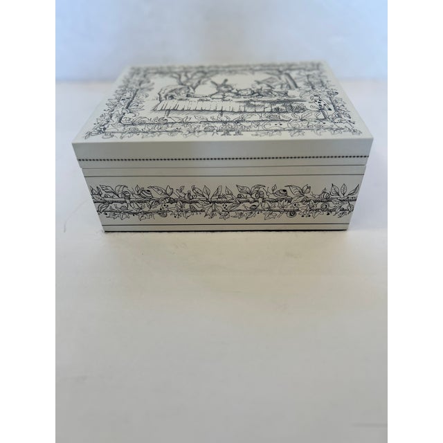 Wood One of a Kind Hand Painted Alice in Wonderland Themed Decorative Box For Sale - Image 7 of 11