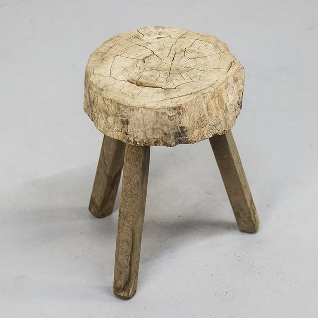 Primitive Wabi Sabi Rustic Farmhouse Stool / Pedestal For Sale - Image 9 of 9