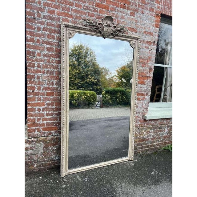 Gold Large Antique 19th Century French Carved Wood & Gesso Mirror For Sale - Image 8 of 8