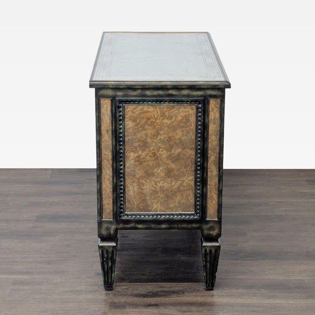 1980s 1980s Theodore Alexander Venetian Art Deco Gilded Verre Églomisé Two-Drawer Chest For Sale - Image 5 of 12