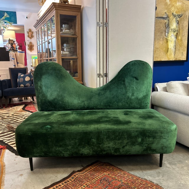 Mid Century Emerald Color Settee/ Sofa Style Cesare Lacca For Sale - Image 10 of 10