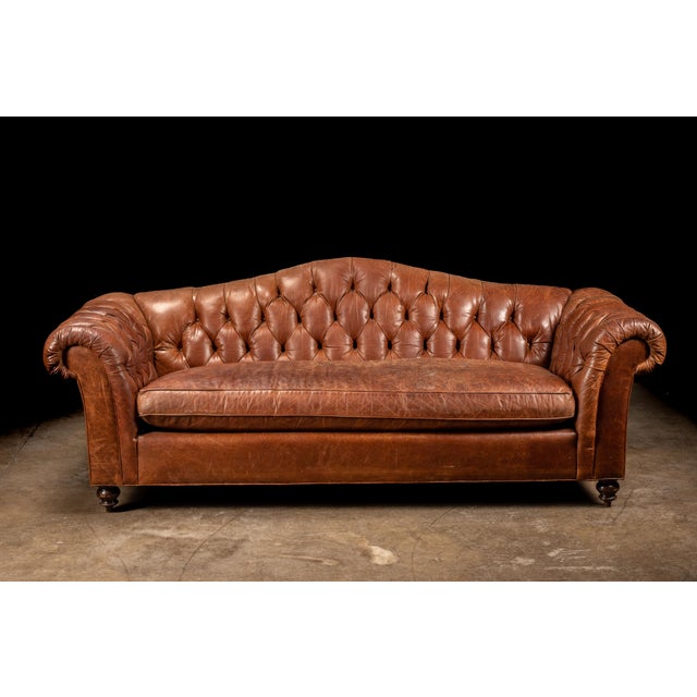 Vintage Tufted Leather Sofa in Brown Chairish