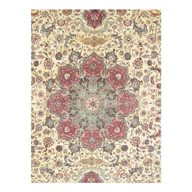 Persian Pasargad Persian Tabriz Silk and Wool Hand-Knotted Area Rug - 13' X 19' For Sale - Image 3 of 4