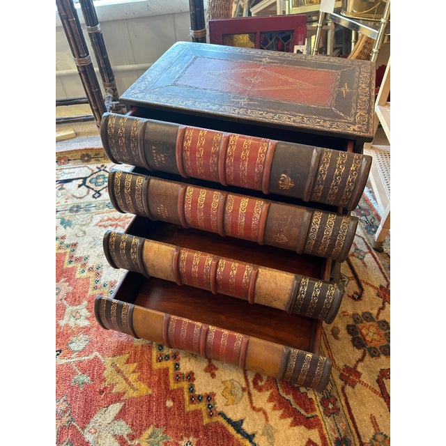 Trompe L’oeil Stack of Leather Books Chest of Drawers For Sale In Philadelphia - Image 6 of 13