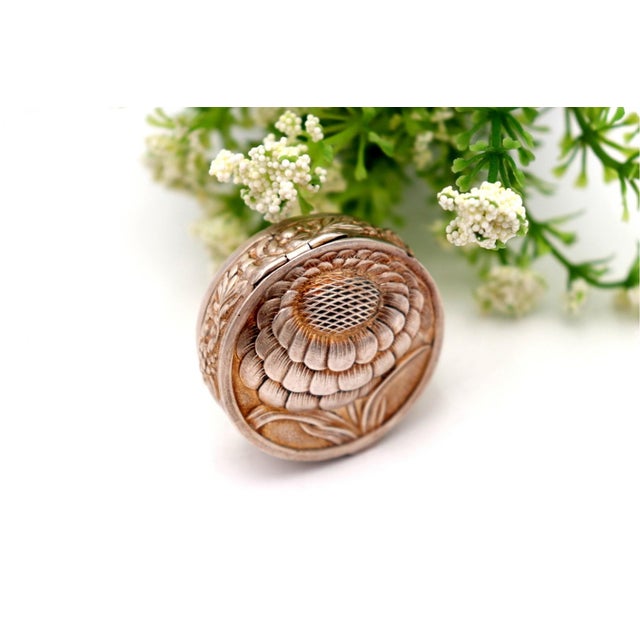 Silver Pill Box with Gilt Interior For Sale - Image 3 of 6