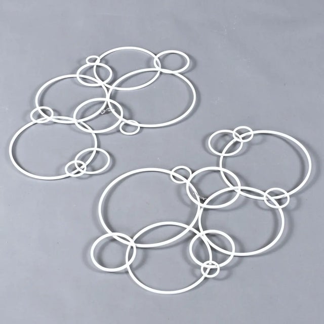 Set of 3 White Metal Circles Modern Abstract Wall Art Sculptures For Sale - Image 12 of 15