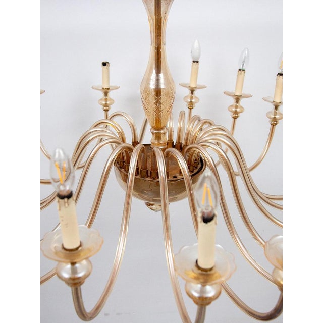 Large 24-Arm Amber Murano Glass Chandelier, 1950 For Sale - Image 11 of 17
