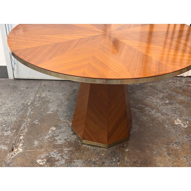 Anthropologie Quillen Marquetry Round Walnut Pedestal Dining Table, 48 Inches For Sale - Image 12 of 12