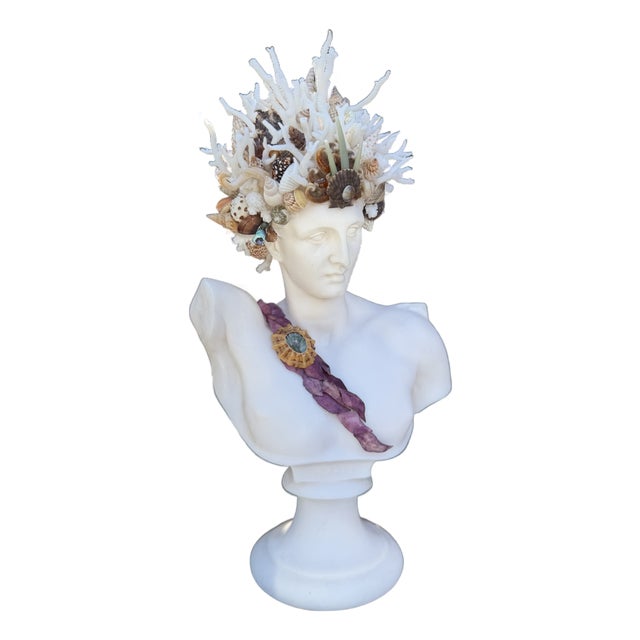 CSS Seashell 10.5" Bust of Hermes For Sale