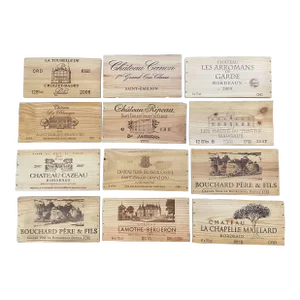 Vintage French Wooden Wine Crate Box Labels, Set of 12
