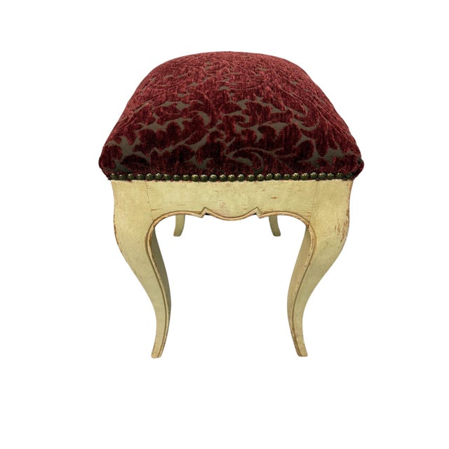 Vintage French Louis XV Style Stool For Sale - Image 4 of 5
