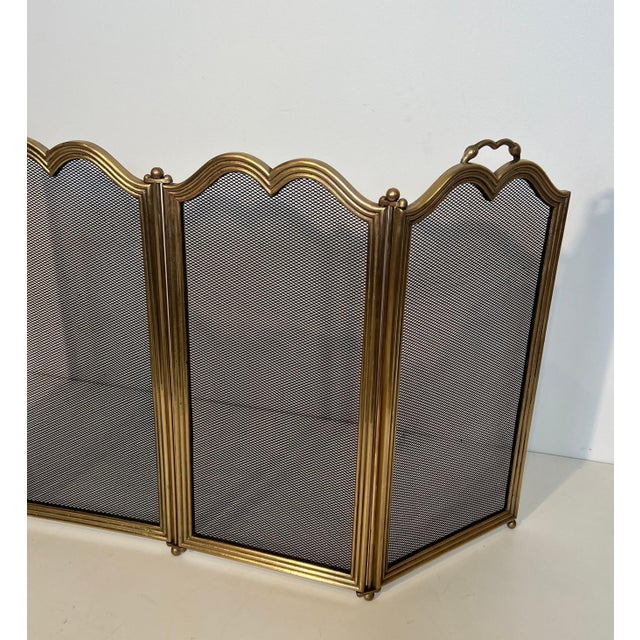 Neoclassical Style Brass Fireplace Screen and 4 Grate Panels For Sale - Image 10 of 12