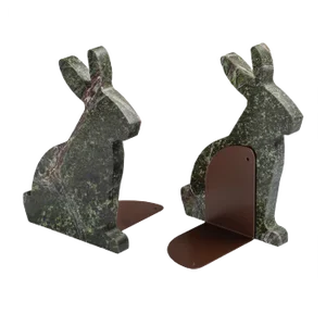 Marble and Steel Bunny Bookends by Alessandra Grasso, Set of 2