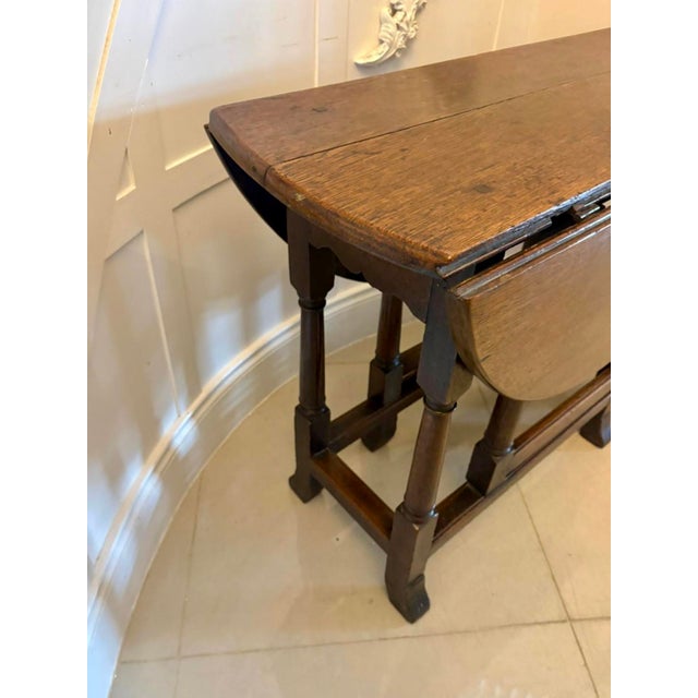 Wood Antique Oak Gateleg Drop Leaf Dining Table, 1680s For Sale - Image 7 of 17