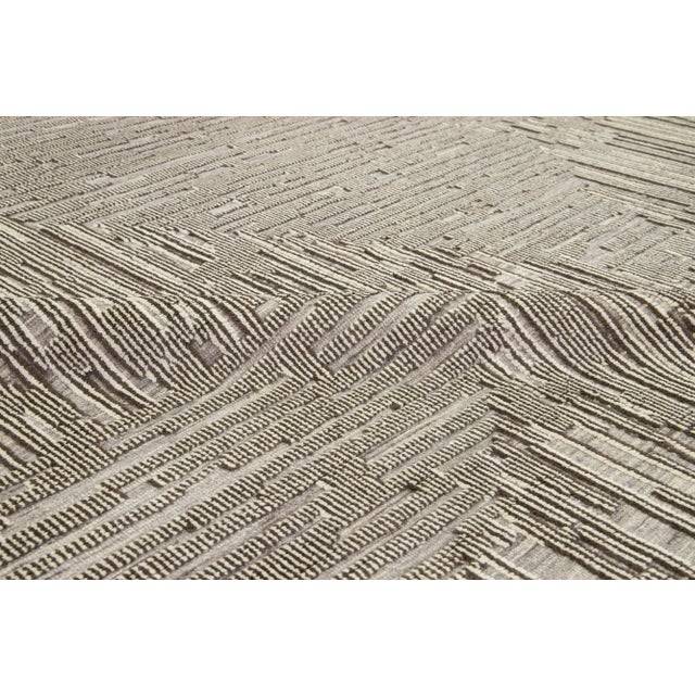 Beige Modern Moroccan Style Wool Rug With Abstract Design by Apadana For Sale In New York - Image 6 of 10