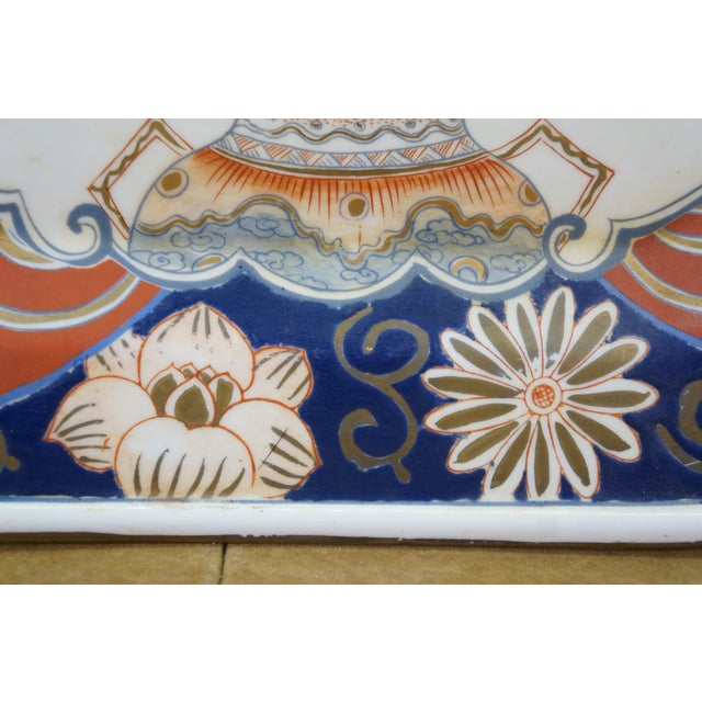 Antique Japanese Imari Porcelain Octagonal Chrysanthemums Tray Platter 14" For Sale - Image 9 of 12