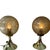 Pair of German vintage bedside lamps with gold colored plastic base and patterned glass globe by Briloner Leuchten. A...