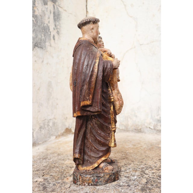 18th Century Saint Anthony With the Christ Child, Holding a Bag for Distributing Bread to the Poor, 18th Century, Portuguese For Sale - Image 5 of 11