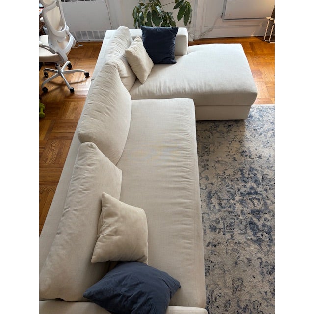 Pottery Barn Pottery Barn Ivory Couch With Chaise Lounge For Sale - Image 4 of 6