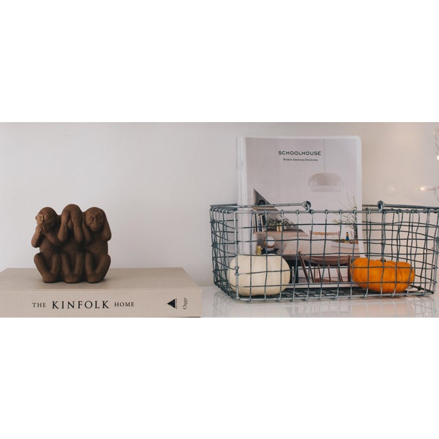 Mid Century Modern 1950s Speak No See No Hear No Evil Matte Ceramic Monkeys Max Heinz Karlsruher Majolika For Sale - Image 4 of 13