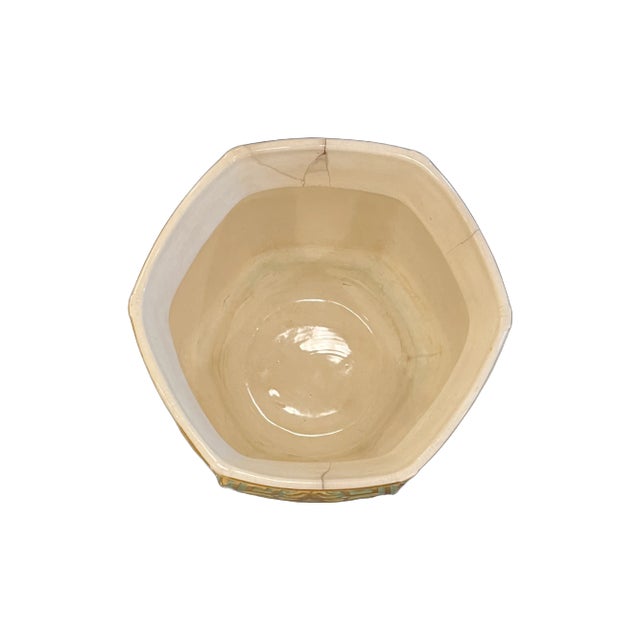 Early 20th Century Large Antique English Green and Gilt Ceramic Jardiniere & Pedestal For Sale - Image 10 of 12