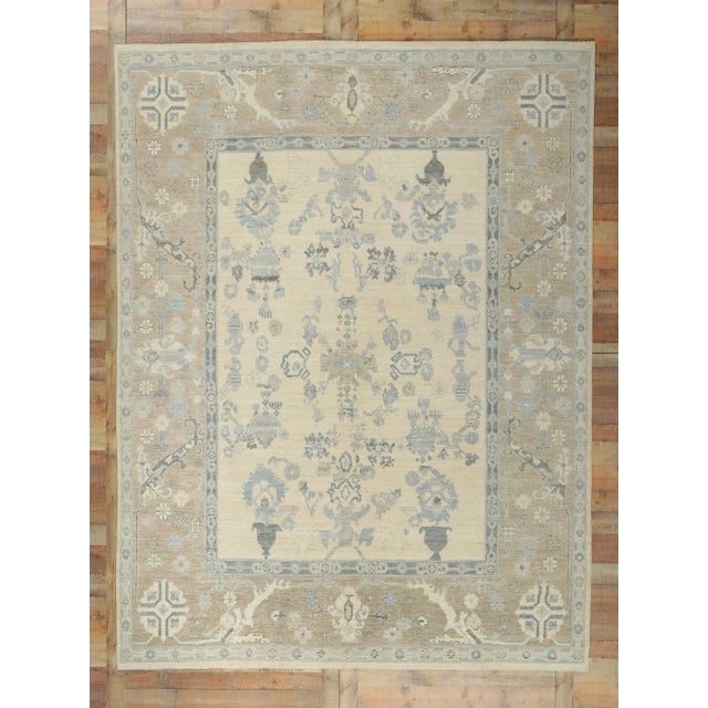 Beige Modern Vintage Style Oushak Rug - 8'10 X 11'08 For Sale - Image 8 of 9