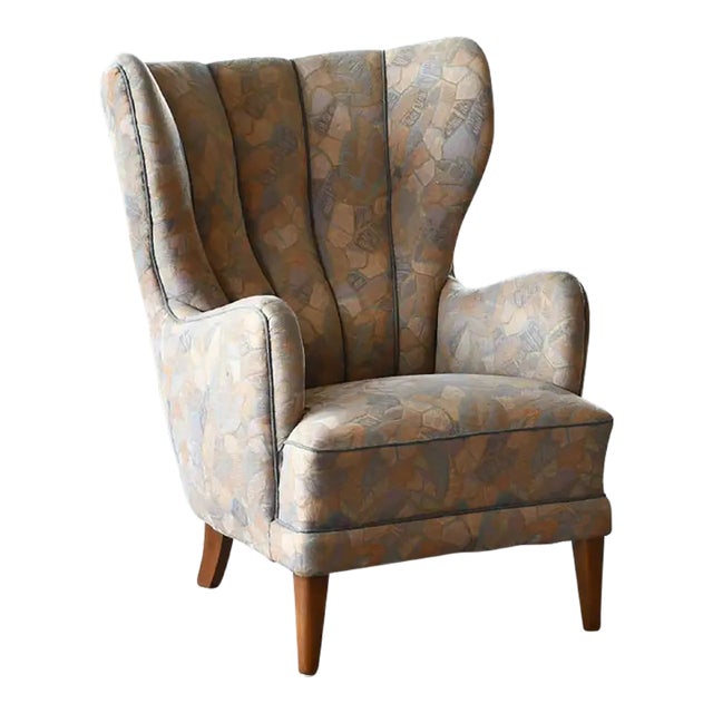 Danish 1950s Channel Back Semi Tall Lounge Chair by Peter Hvidt For Sale