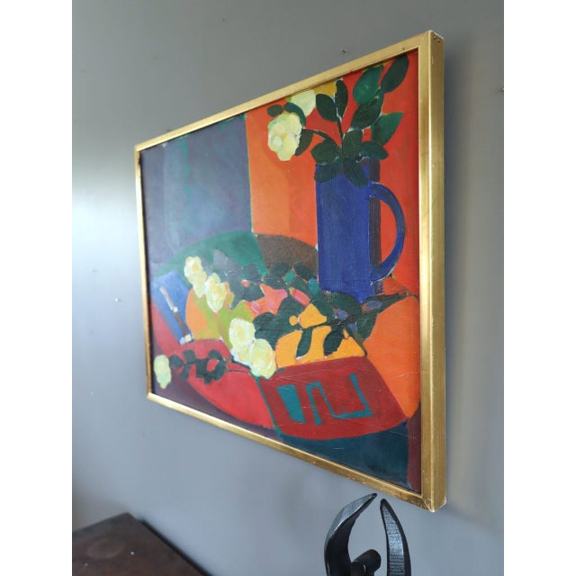Mid 20th Century Mid-Century Modern 'White Roses' Vintage Original Swedish Still Life Oil Painting by Swedish Artist Eric Elfvén (1921–2008), Framed For Sale - Image 5 of 12