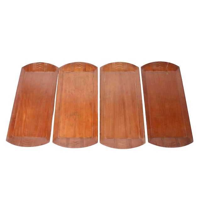Wood Mid 20th Century Set of Four Art Deco Hospitality Toastmaster Serving Trays For Sale - Image 7 of 8