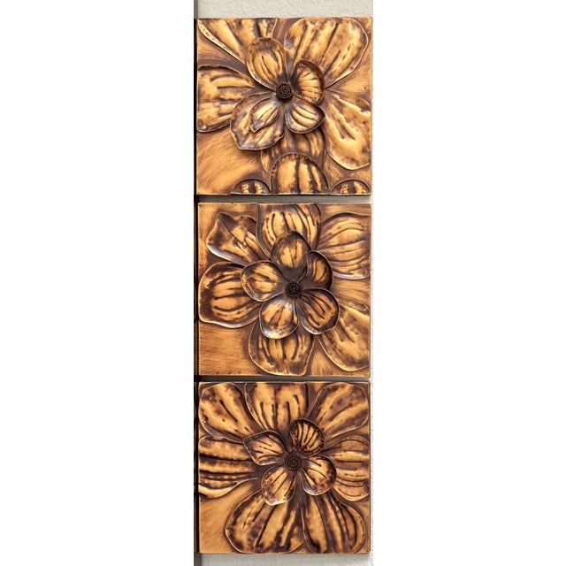 Circa 2016 Applied Bas & High Relief-Style Metal Hibiscus Petals & Pistils Wall Art Plaques – Set of 3 For Sale - Image 13 of 17