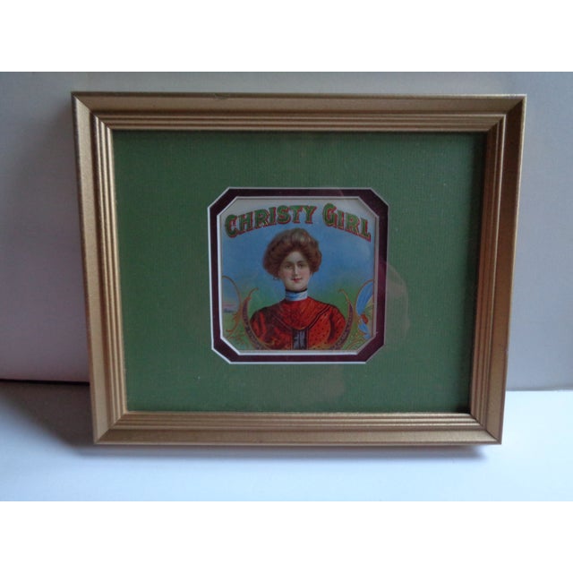 Vintage Christy Girl Cigar Label Art, Framed