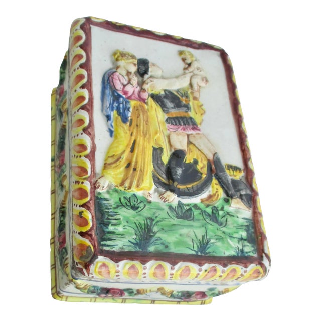 Italian Faience Vanity Box Circa 1940s For Sale