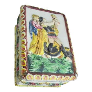 Italian Faience Vanity Box Circa 1940s