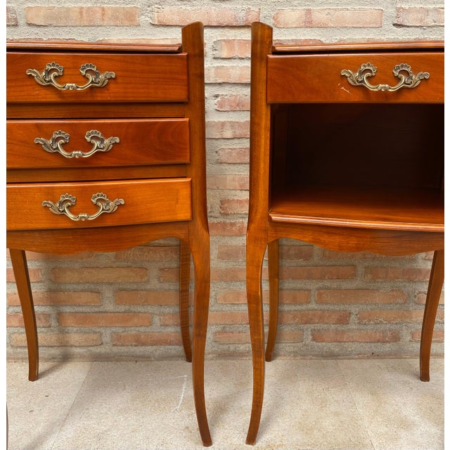 French Cherry You and Me Nightstands with Drawers and Open Shelf, 1960s, Set of 2 For Sale - Image 18 of 18