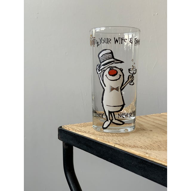 Vintage 1960s Mid Century Humorous Novelty Cocktail Glasses Set of 5