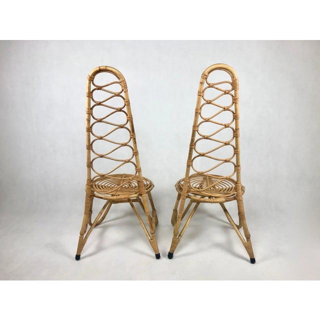 Wood Set of Bamboo Chairs attributed to D. Van Sliedregt for Rohé Noordwolde, the Netherlands, 1950s For Sale - Image 7 of 10