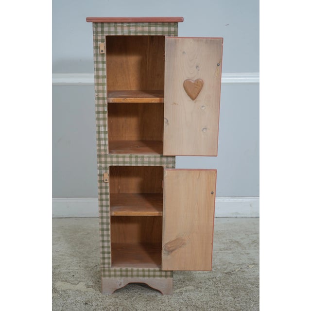 Traditional Country Style Hand Painted 2 Door Cupboard Cabinet For Sale - Image 3 of 12