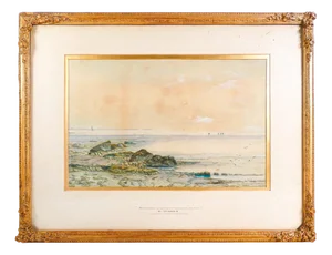 K. Sydney, Cornish Coast, 1889, Watercolor, Framed