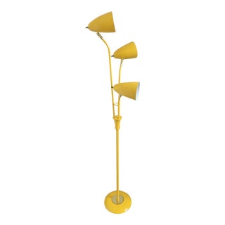 Mid Century Banana Yellow 3- Pronged Medusa Lamp For Sale