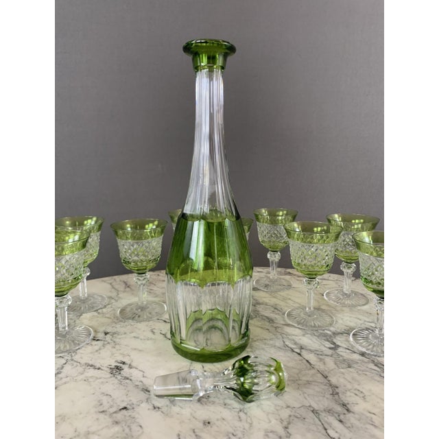 Glass Crystal Liquor Glasses and Decanter, 20th Century, Set of 12 For Sale - Image 7 of 9