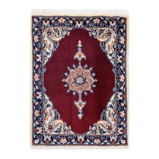 Pasargad DC Red Fine Hand Knotted Silk & Wool Nain Rug For Sale