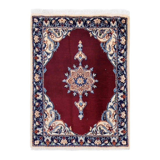 Pasargad DC Red Fine Hand Knotted Silk & Wool Nain Rug For Sale