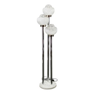 Italian Murano Glass, Chrome and Marble 3-Light Floor Lamp, 1970s For Sale