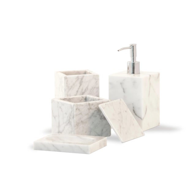 Square Soap Dispenser in Black Marble For Sale - Image 4 of 8