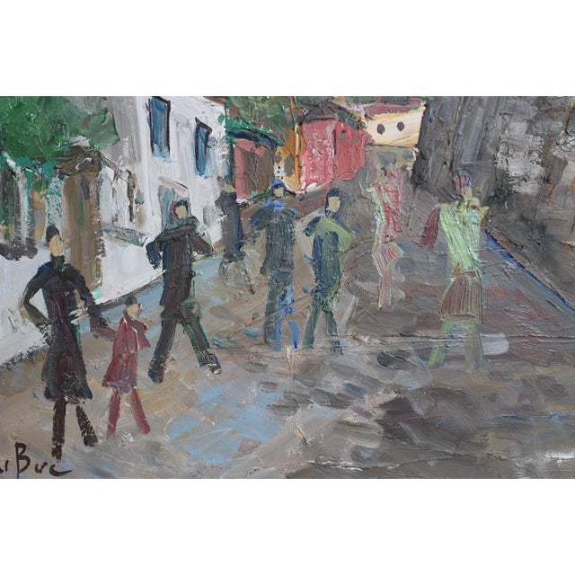 Roland Dubuc, Strollers in Montmartre, 1960s, Oil Painting on Canvas, Framed For Sale - Image 10 of 16