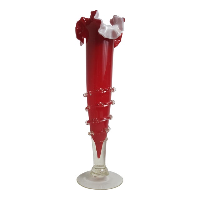 Antique Hand Blown Ruffle Edge Vase Chairish