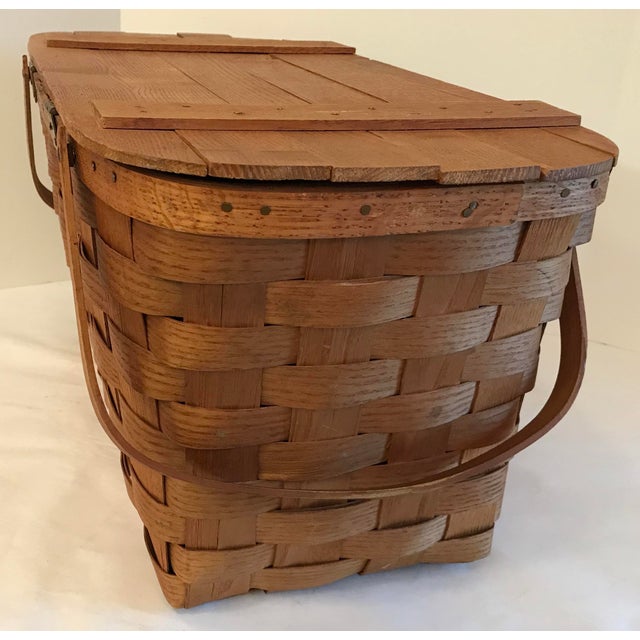 Vintage Wooden Picnic Basket Chairish
